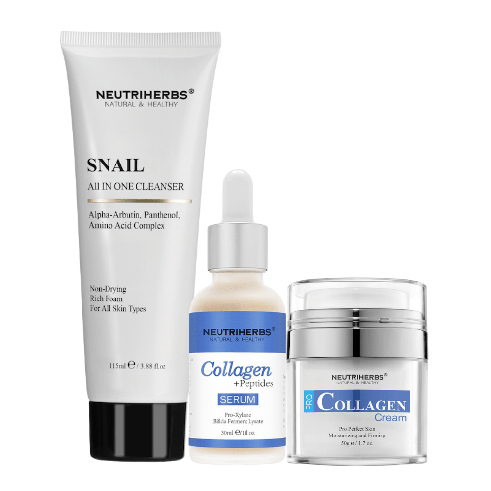 Firming Routine Kit com Collagen Peptide Serum, Pro Collagen Cream e Snail Cleanser