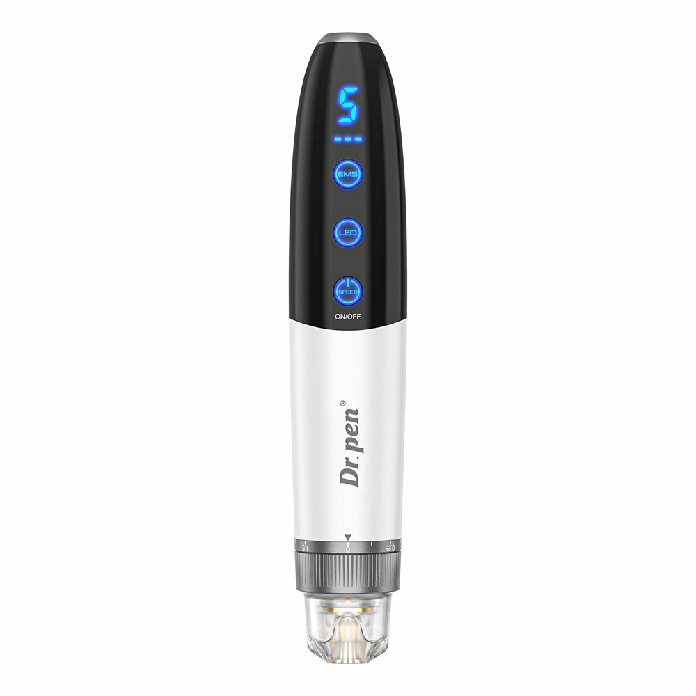 Bio Pen Q1S microneedling-caneta com display LED, modos ajustáveis e cabeça de precisão para rejuvenescimento profissional da pele e estimulação de colágeno.