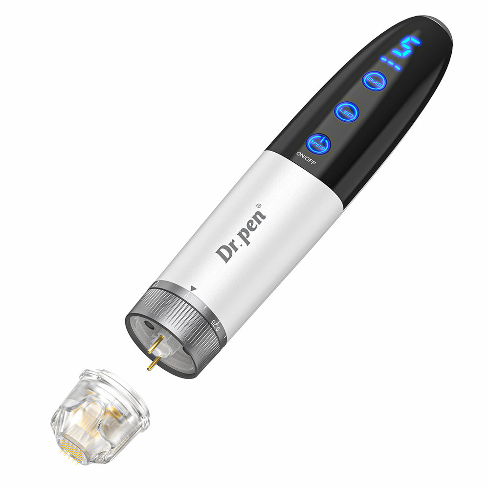 Bio Pen Q1S microneedling-caneta com cartucho de agulha removível, funções LED e tratamento ajustável para rejuvenescimento profissional da pele.