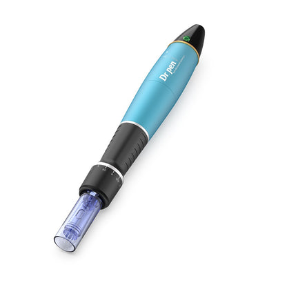 Dr. Pen A1 azul microneedling-caneta com cartucho de agulhas, unidade ergonómica de microagulhamento para tratamento profissional da pele.