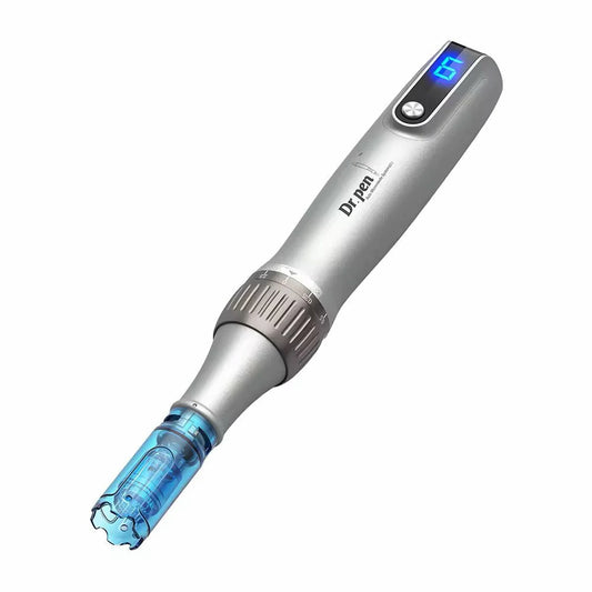 Dr. Pen M8S microneedling dermapen para tratamento profissional da pele com profundidade de agulha ajustável e display digital.