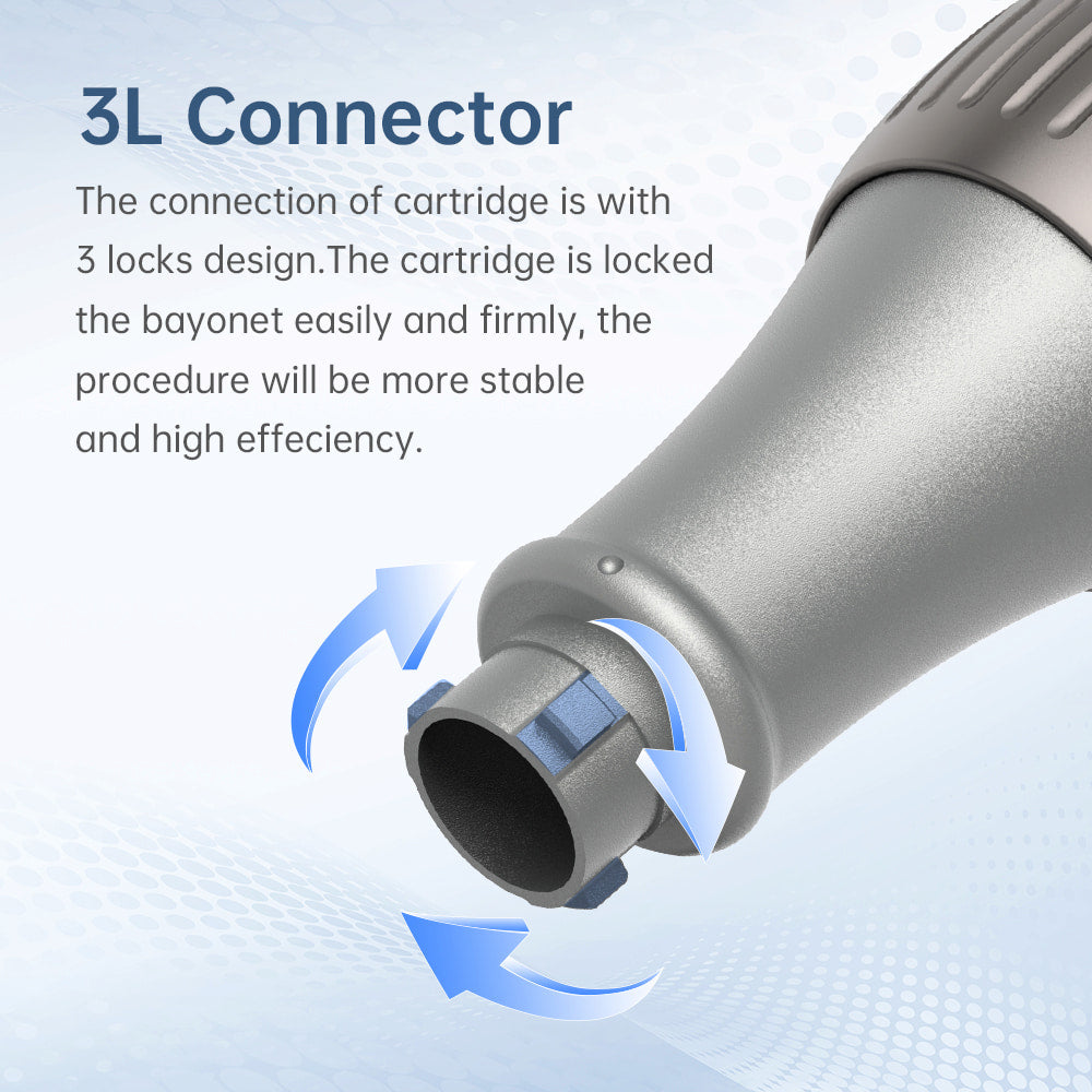 Dr. Pen M8S com conexão 3L e sistema de travamento aprimorado que torna os cartuchos de agulha estáveis e seguros para precisão microneedling.