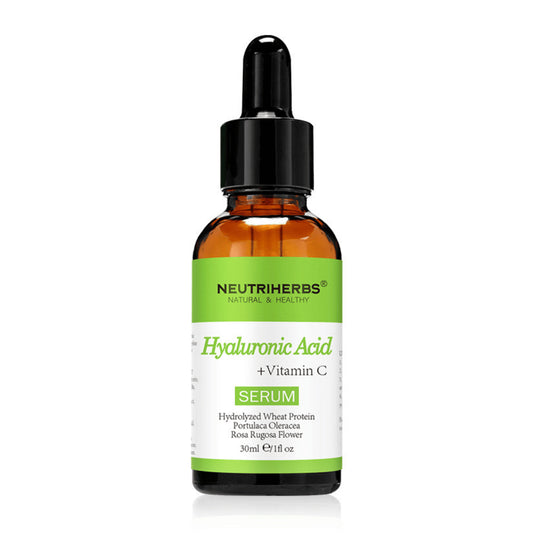 Neutriherbs Hyaluronic Acid + Vitamin C Serum 30 ml com ácido hialurónico e vitamina C. Sérum facial hidratante que dá luminosidade, uniformiza o tom da pele e ajuda a reduzir linhas finas para uma pele macia e fresca.