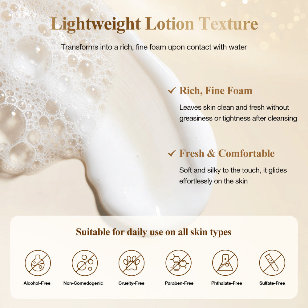 Neutriherbs Snail All In One Cleanser com textura leve de loção que se transforma numa espuma de limpeza rica e limpa a pele suavemente sem a secar – adequado para todos os tipos de pele.