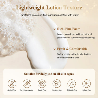 Neutriherbs Snail All In One Cleanser com textura leve de loção que se transforma numa espuma de limpeza rica e limpa a pele suavemente sem a secar – adequado para todos os tipos de pele.